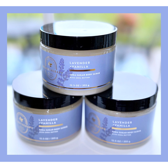 Bath & Body Works 12.5 oz Aroma Lavender Vanilla Shea Sugar Body Scrub x3